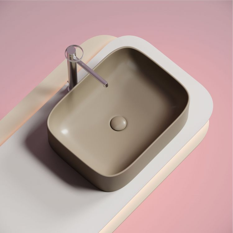 Умывальник чаша SANCOS Element накладная прямоугольная (цвет Капучино Матовый) 505x380x150мм, CN6052MC Умывальник чаша SANCOS Element накладная прямоугольная (цвет Капучино Матовый) 505x380x150мм, CN6052MC