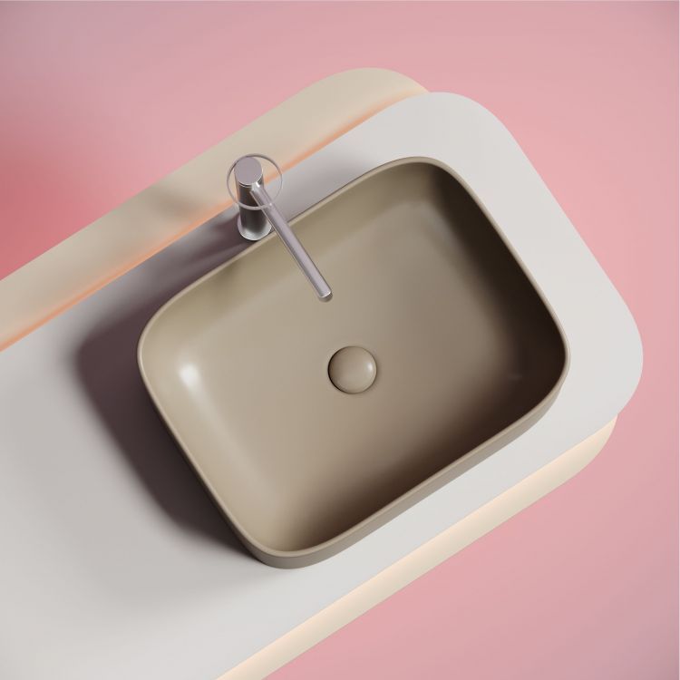 Умывальник чаша SANCOS Element накладная прямоугольная (цвет Капучино Матовый) 505x380x150мм, CN6052MC