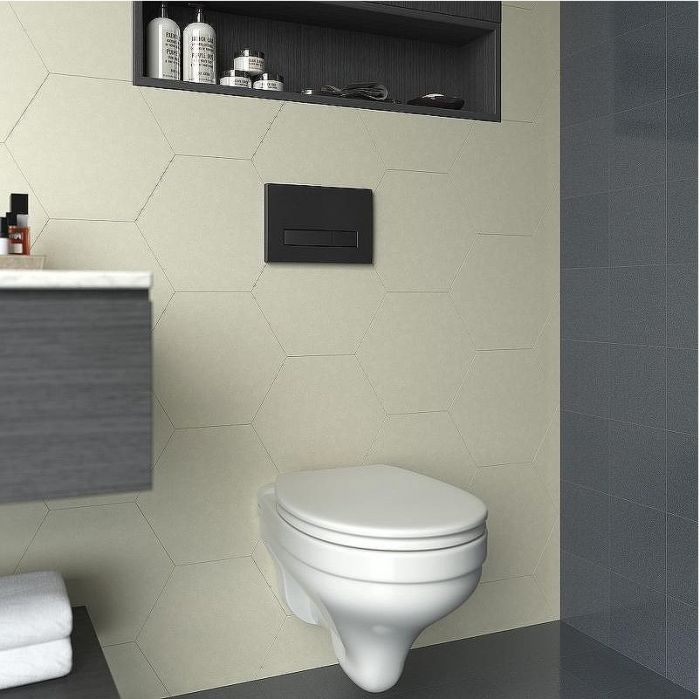 Комплект унитаза CeramaLux 2197 с инсталляцией Berges Atom 410 040340 с сиденьем Микролифт и Черной матовой клавишей смыва