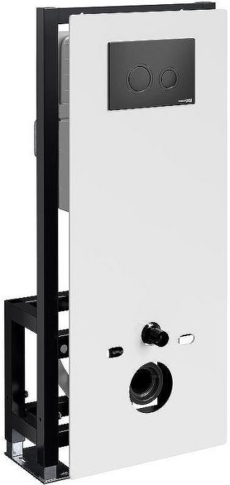 Инсталляция WasserKRAFT Glan 66TLT.010.ME.WH.MB01 для унитаза Белое стекло с Черной матовой клавишей смыва