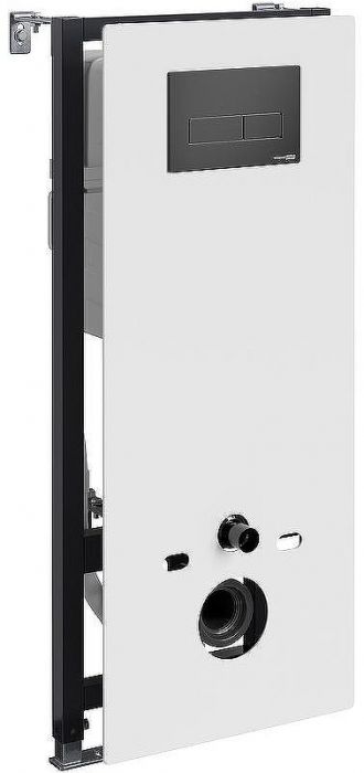 Инсталляция WasserKRAFT Abens 20TLT.010.ME.WH.MB03 для унитаза Белое стекло с Черной матовой клавишей смыва