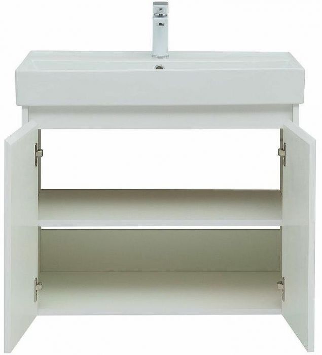 Тумба с раковиной Aquanet Nova Lite 75 302526 подвесная Белый глянец