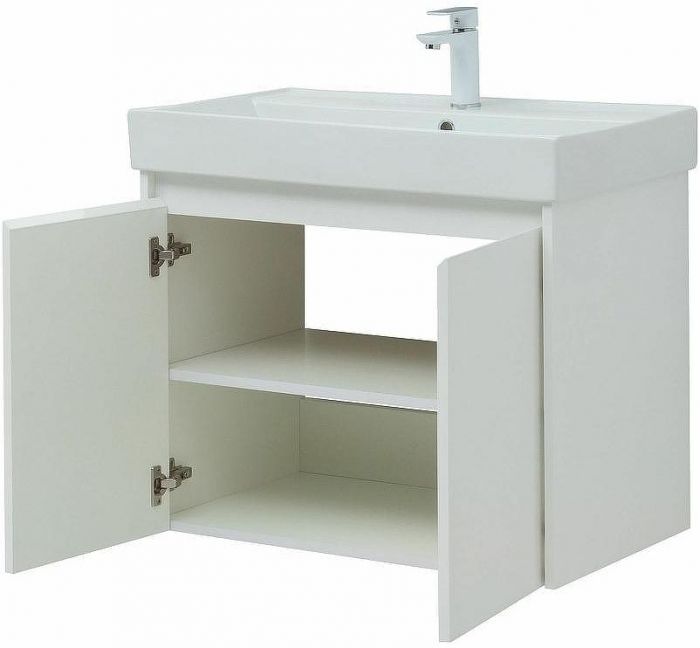 Тумба с раковиной Aquanet Nova Lite 75 302526 подвесная Белый глянец
