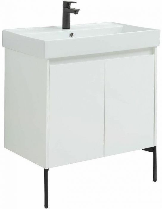 Тумба с раковиной Aquanet Nova Lite 75 302526 подвесная Белый глянец