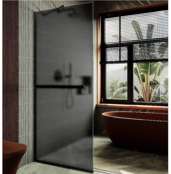 Душевая перегородка Maybah Glass MGD-736-6у 890x1950 в узком профиле Черный стекло графитовое матовое