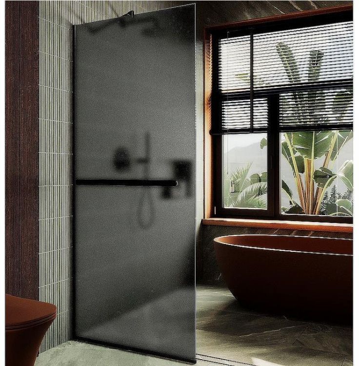 Душевая перегородка Maybah Glass MGD-736-6у 890x1950 в узком профиле Черный стекло графитовое матовое