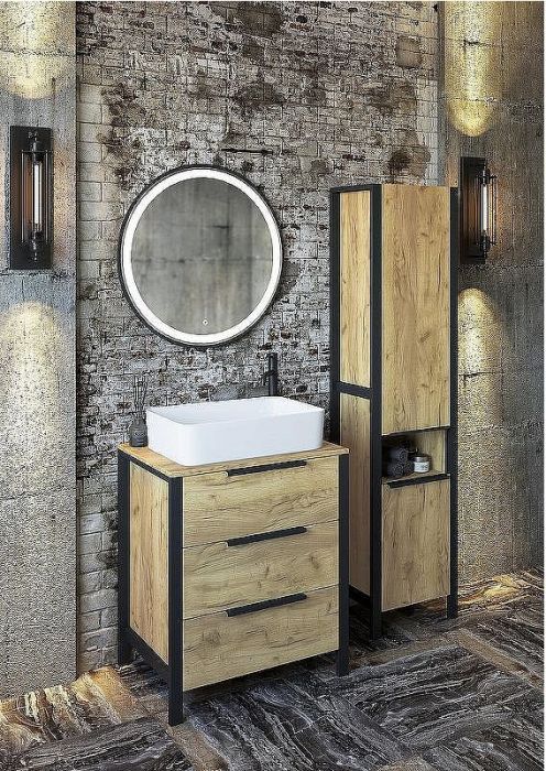 Шкаф пенал Sanflor Гард 2 43 С22584 Дуб крафт золотой Черный