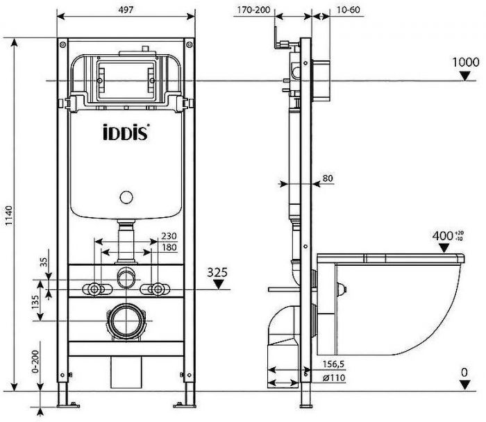 Инсталляция Iddis Optima Home OPH00MBi32K для унитаза с Черной клавишей смыва