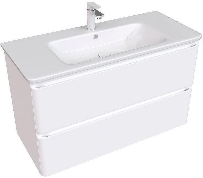 Тумба под раковину Aquanet Эмбер 105 330469 подвесная Белая матовая