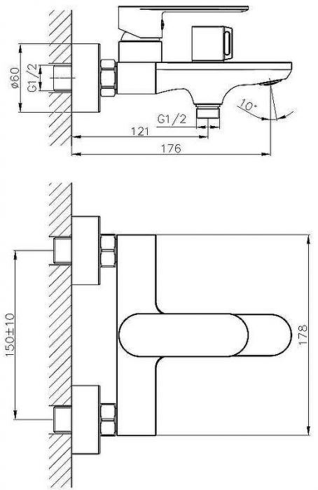 Смеситель для ванны Haiba HB60590-7 Черный