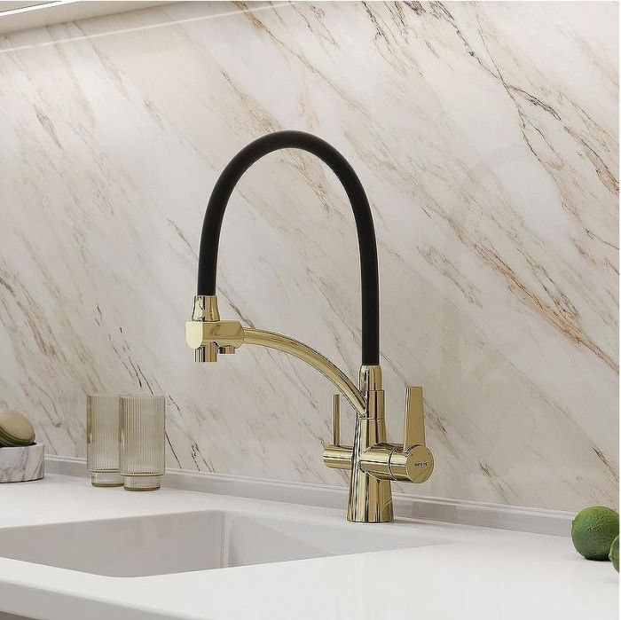 Смеситель для кухни Sancos Eri SC4001ZG Полированное золото Черный