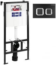 Инсталляция Bettoserb Sava Fix Slim SET40006487 для унитаза с клавишей смыва цвет Черный матовый Хром глянцевый