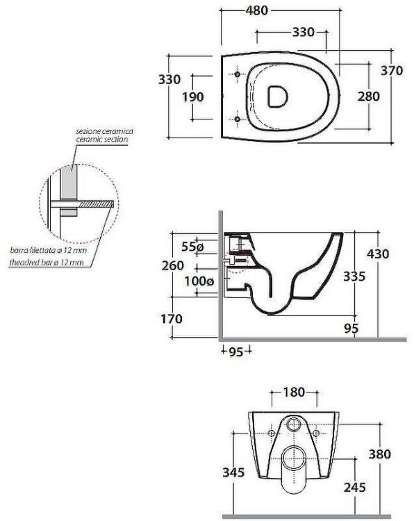 Унитаз Globo 4ALL MDS04.BI подвесной без сиденья