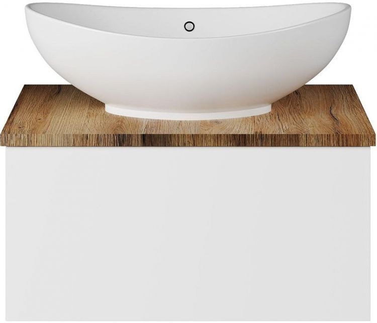 Тумба под раковину Misty Ива 60 П-Ива-01060-951Я подвесная Белая Дуб Вотан