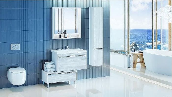 Тумба Aquaton Капри 80 1A231103KPDA0 Бетон пайн Белая