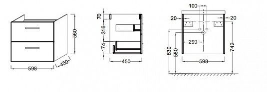 Тумба под раковину Jacob Delafon OLA EB390RU 59,6 см Тумба под раковину Jacob Delafon OLA EB390RU 59,6 см