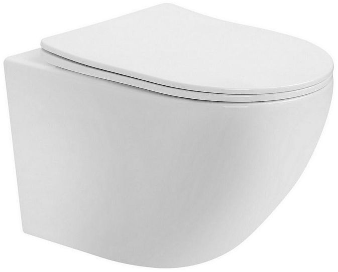 Комплект унитаза Abber Bequem AC1100T-AC0105-AC0121MW с сиденьем Микролифт и клавишей смыва цвет Белая матовая