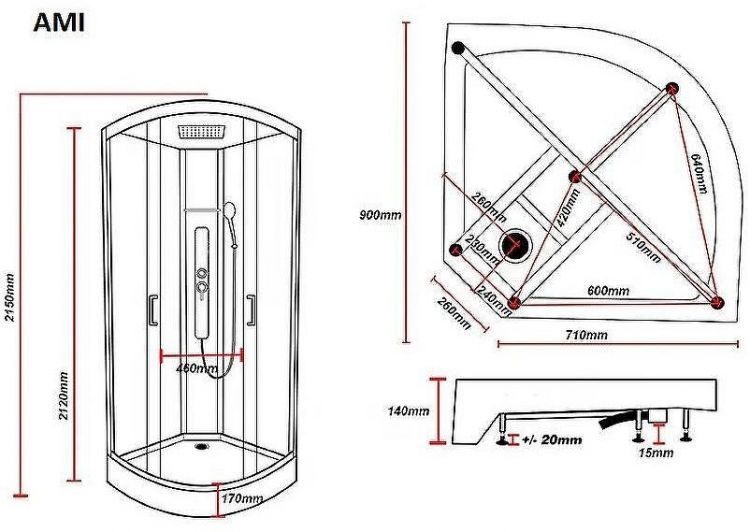 Душевая кабина Parly 90x90 AMI без гидромассажа Душевая кабина Parly 90x90 AMI без гидромассажа