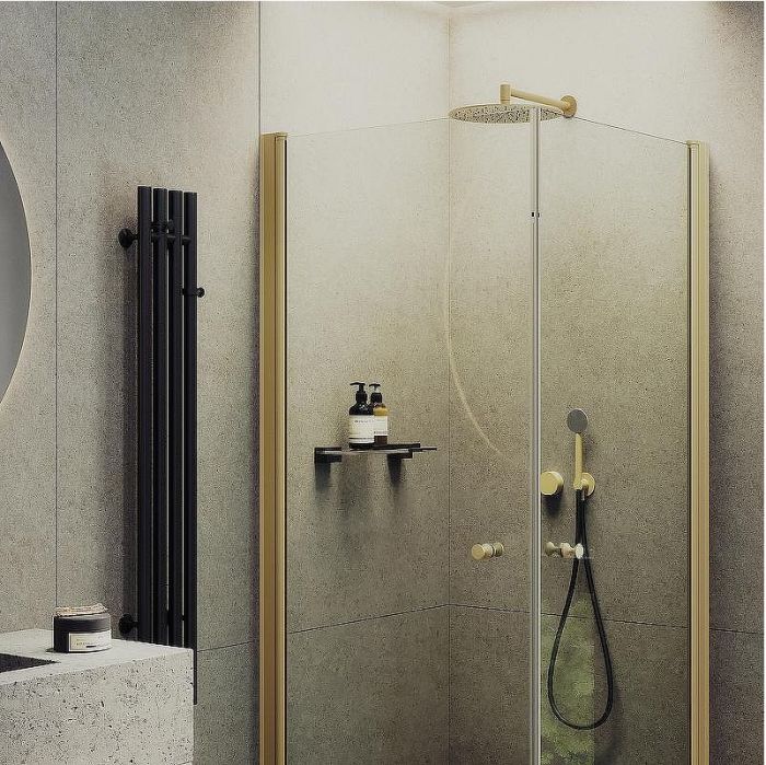 Душевой уголок Maybah Glass MGY-1291-3 800x800x1980 на монопетлях Золото стекло прозрачное