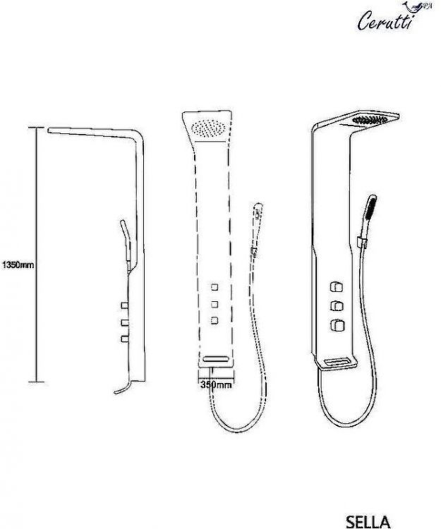 Душевая панель Ceruttispa Sella B CT8989 с термостатом Черная глянцевая Душевая панель Ceruttispa Sella B CT8989 с термостатом Черная глянцевая
