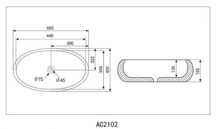 Раковина-чаша Abber Bequem 60 AC2102 Белая