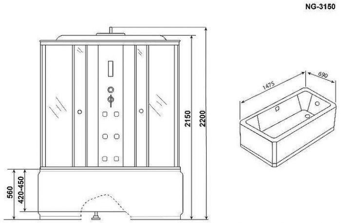 Душевая кабина Niagara Ultra 150x70 NG-3150-01 с гидромассажем