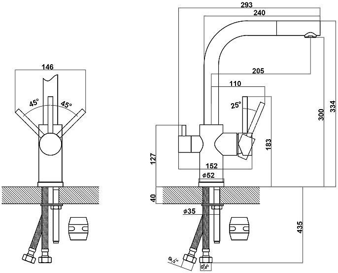 Смеситель для кухни Florentina Кристалл 333.32H.2123.104 цвет Бежевый