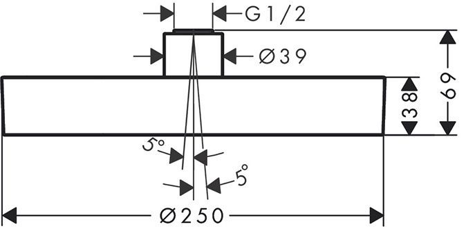 Hansgrohe Rainfinity Верхний душ, d=250мм, 1 jet, потолочный держателем, цвет: белый матовый