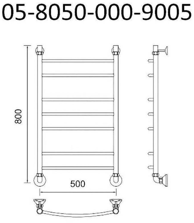 Водяной полотенцесушитель Маргроид Вид 5 800x500 05-8050-000-9005 Черный матовый
