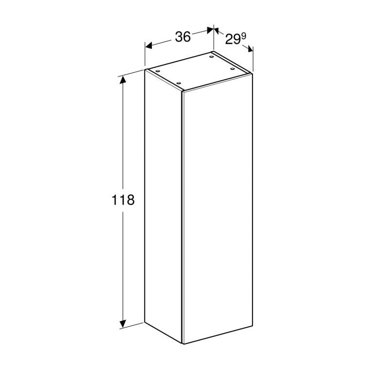 Шкафчик боковой Geberit Smyle Square 118 см, темно-серый матовый [500.361.JK.1]