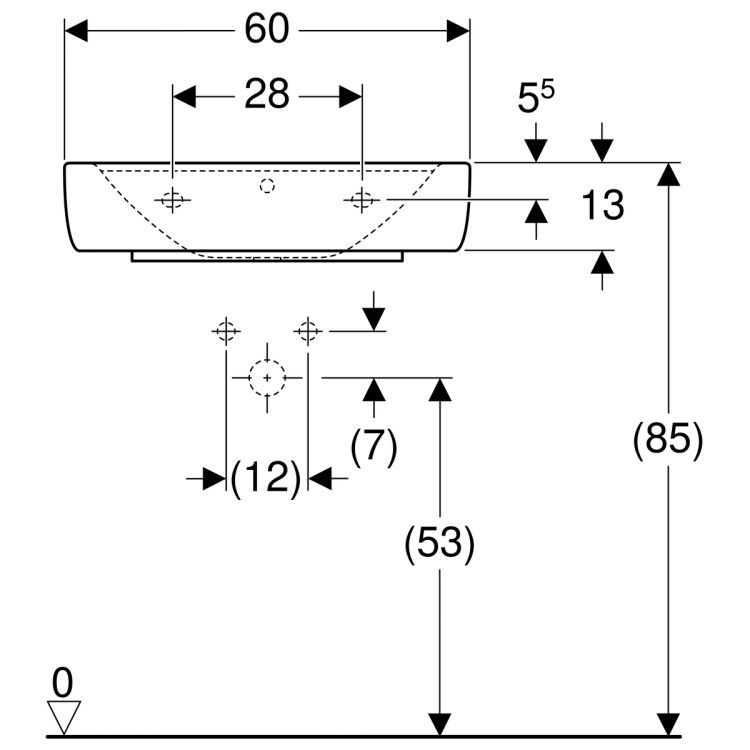 Раковина Geberit Renova Nr.1 Plan, 225160000