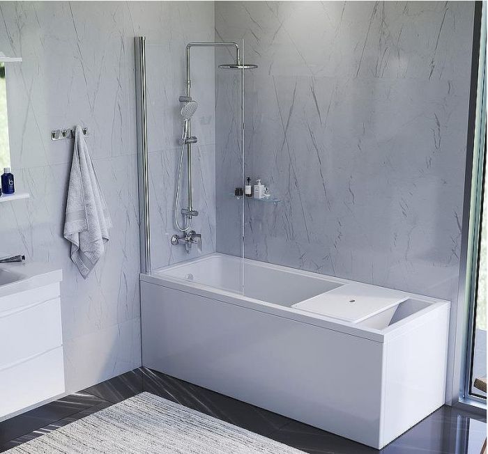 Шторка на ванну AM.PM Gem 80 W90BS-D080-140CT профиль Хром стекло прозрачное