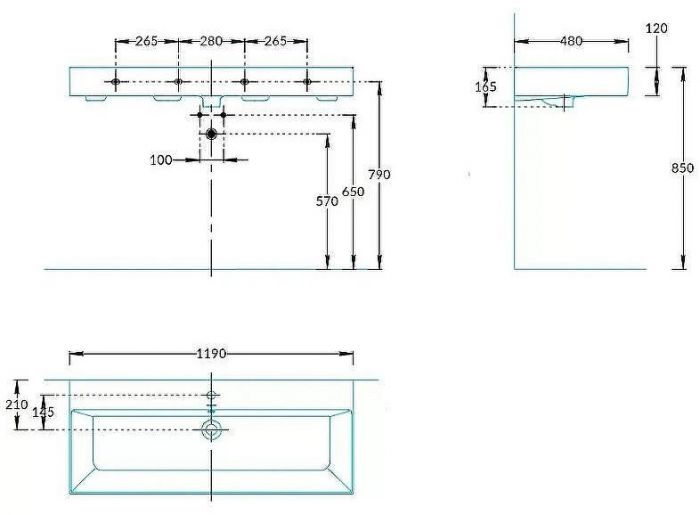 Раковина Kerama Marazzi Grande 120 GR.wb.120 Белая глянцевая