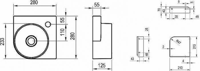 Раковина Ravak Yard 28 C XJX01228000 угловая Белая