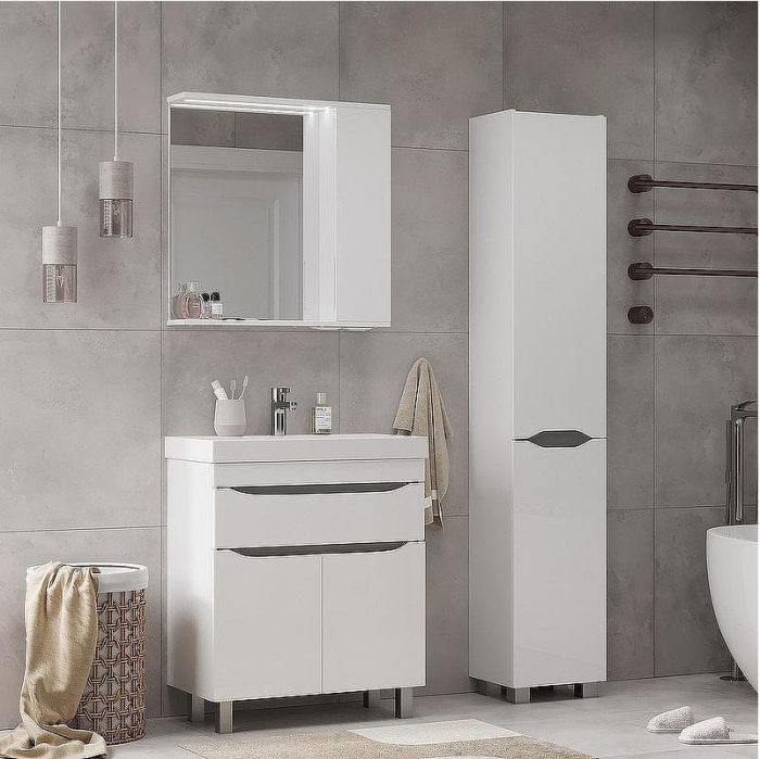 Зеркало со шкафом Volna Lake 70 R zsLAKE70.R-01 с подсветкой Белое