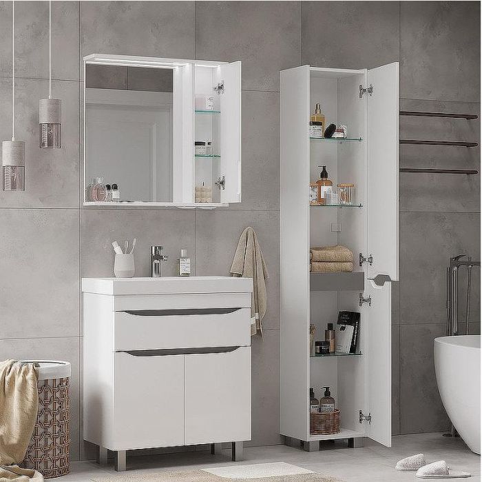 Зеркало со шкафом Volna Lake 70 R zsLAKE70.R-01 с подсветкой Белое