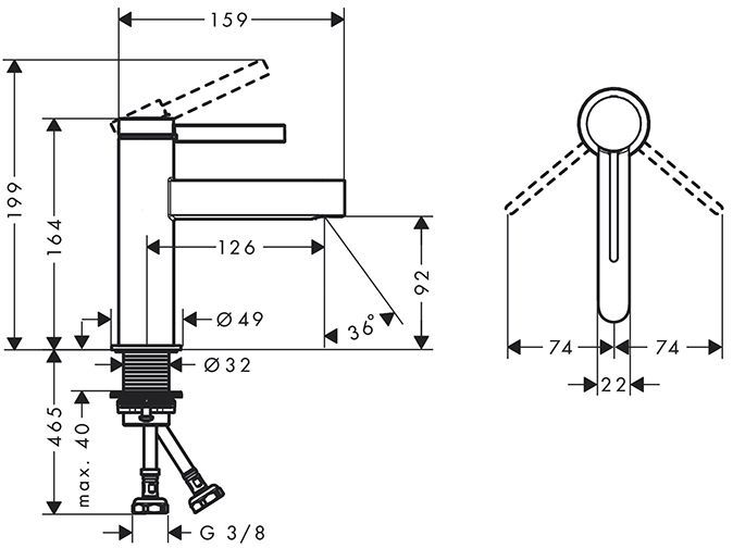 Hansgrohe Finoris Смеситель для раковины, на 1 отв., с донным клапаном, цвет: хром