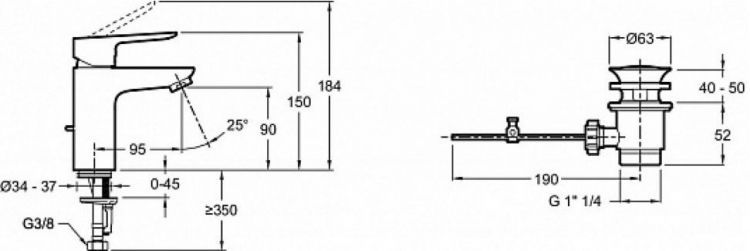 Комплект смесителей Jacob Delafon Oscar E29845RU-BL, черный матовый