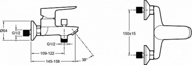 Комплект смесителей Jacob Delafon Oscar E29845RU-BL, черный матовый