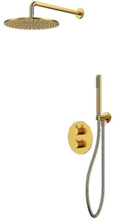 Душевая система Whitecross Y brushed gold YSET08GLB с термостатом Брашированное золото