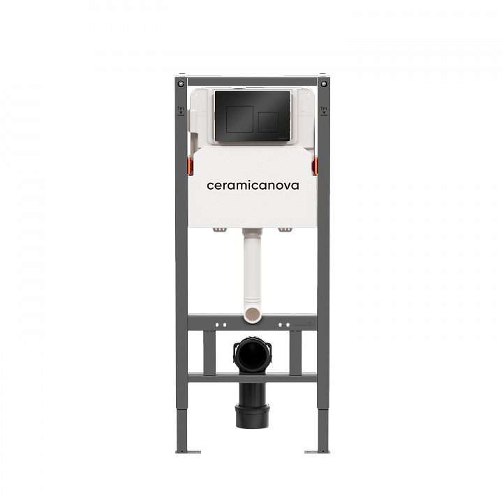 Система инсталляции для унитазов CERAMICANOVA Balance с кнопкой смыва Square, цвет черный матовый, с креплениями, CN121002MB