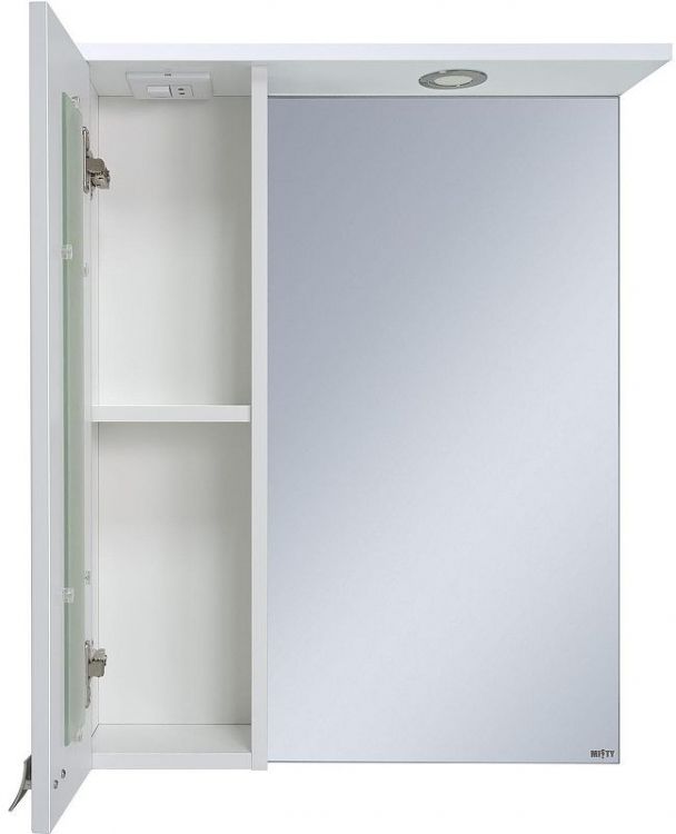 Зеркало со шкафом Misty Урал 50 L Э-Ура-04050-021Л с подсветкой Белое Зеркало со шкафом Misty Урал 50 L Э-Ура-04050-021Л с подсветкой Белое