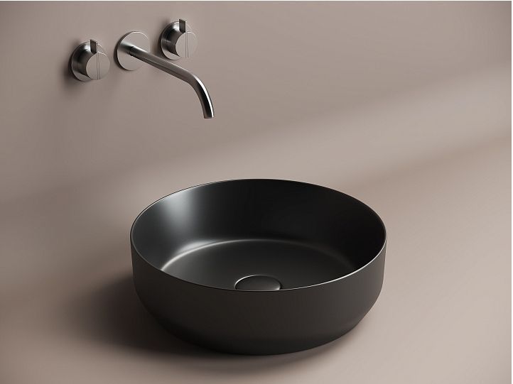 Умывальник CERAMICANOVA Element чаша накладная круглая  390 мм (цвет Чёрный Матовый) CN6022MB