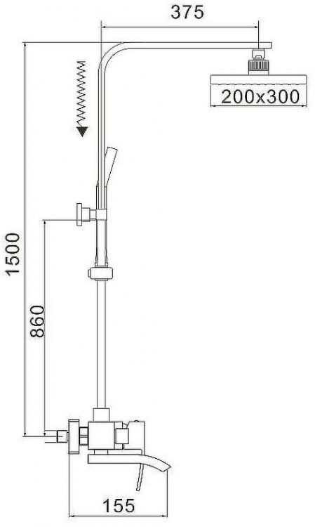 Душевая система Rose R15T R1556T Оружейная сталь