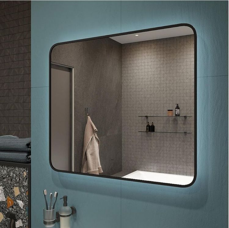 Зеркало DIWO Кострома 80 ЗЛП1748 с подсветкой цвет Черный с бесконтактным выключателем