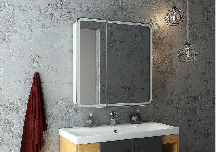 Зеркальный шкаф Континент Elliott LED 80 МВК014 с подсветкой Белый