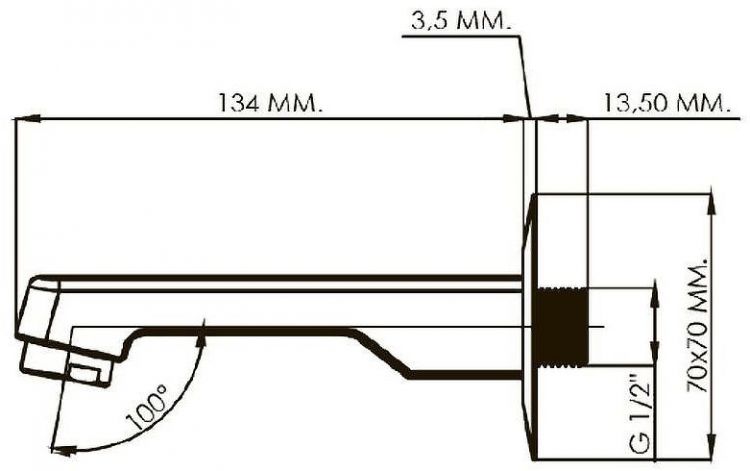 Излив для смесителя Teska Shine AKS1000 Хром
