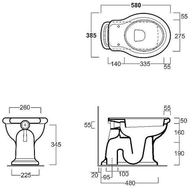 Унитаз Simas Lante LA01bi приставной без бачка и сиденья