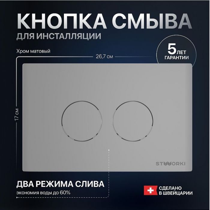 Клавиша смыва STWORKI Хельсинки 500473 цвет Хром матовый
