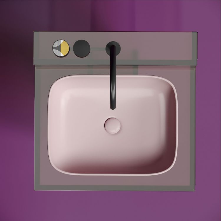 Умывальник чаша SANCOS Element накладная прямоугольная (цвет Розовый Матовый) 505x380x150мм, CN6052MP